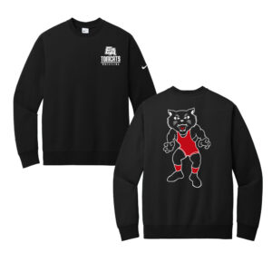 EA Wrestling Nike Club Fleece Sleeve Swoosh Crew Adult-Black