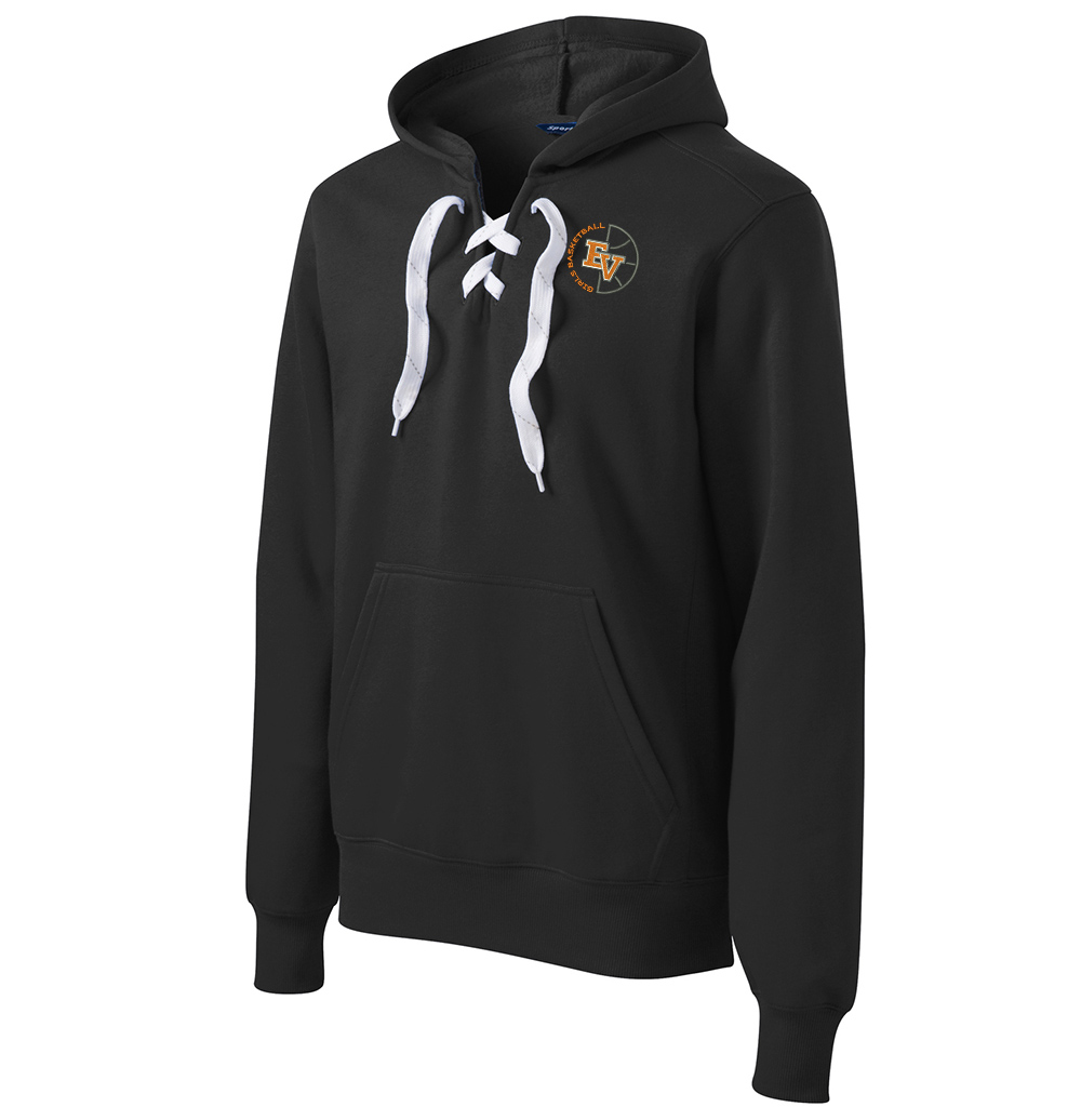 EV Girls BB Sport Tek Lace up pullover hooded sweatshirt Unisex-Black
