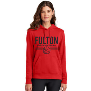 Fulton Girls BB Nike Women’s Club Fleece Sleeve Swoosh Pullover Hoodie-University Red