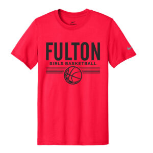 Fulton Girls BB Nike Swoosh Sleeve rLegend Tee Men-University Red