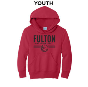 Fulton Girls BB Youth Fleece Hooded Sweatshirt-Red