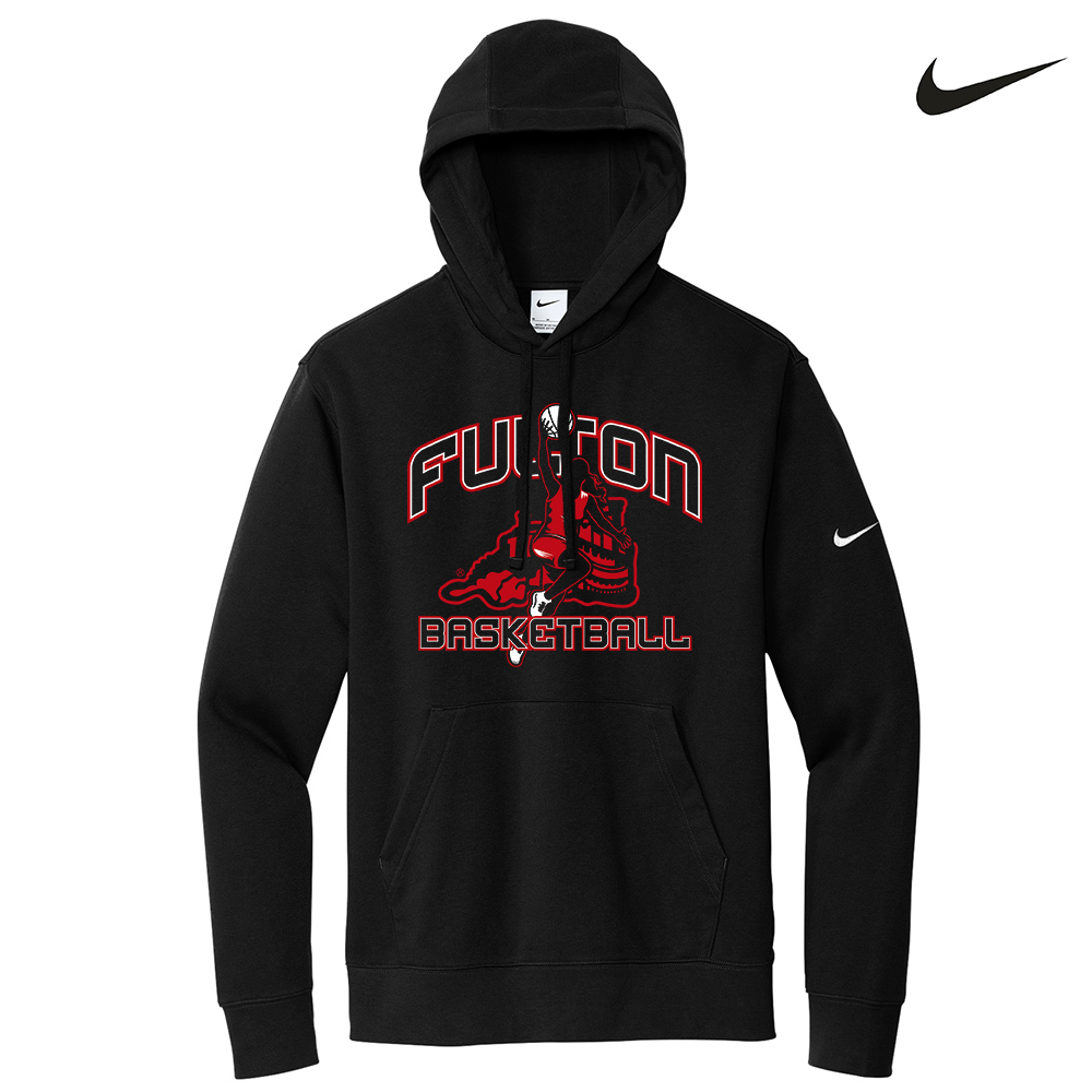 Fulton Girls BB Nike Club Fleece Sleeve Swoosh Pullover Hoodie Men-Black