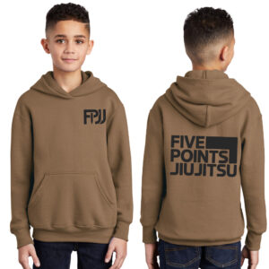 Five Point Jiu Jitsu Youth Fleece Hooded Sweatshirt-Woodland Brown