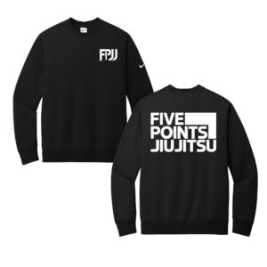 Five Point Jiu Jitsu Nike Club Fleece Sleeve Swoosh Crew Adult-Black