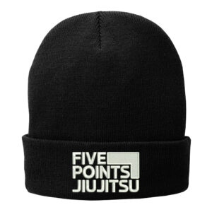 Five Point Jiu Jitsu Port Company Fleece Lined Knit stocking  Cap-Black