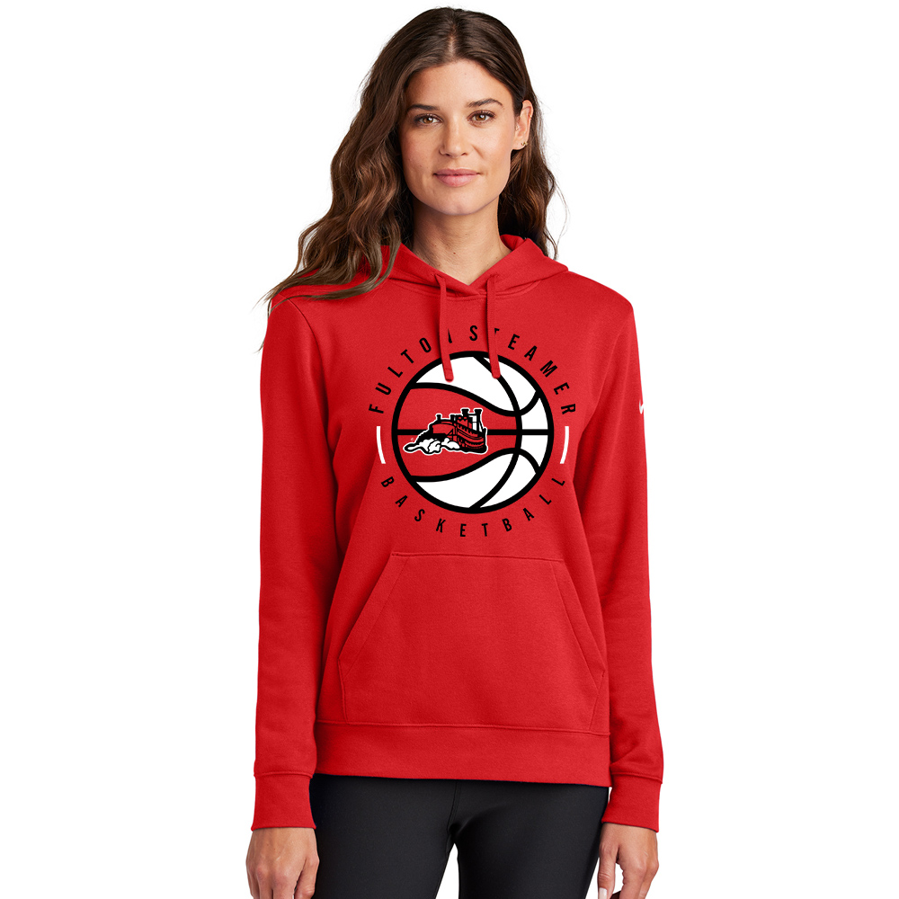 Steamer Boys Basketball Nike Women's Club Fleece Sleeve Swoosh Pullover Hoodie-University Red