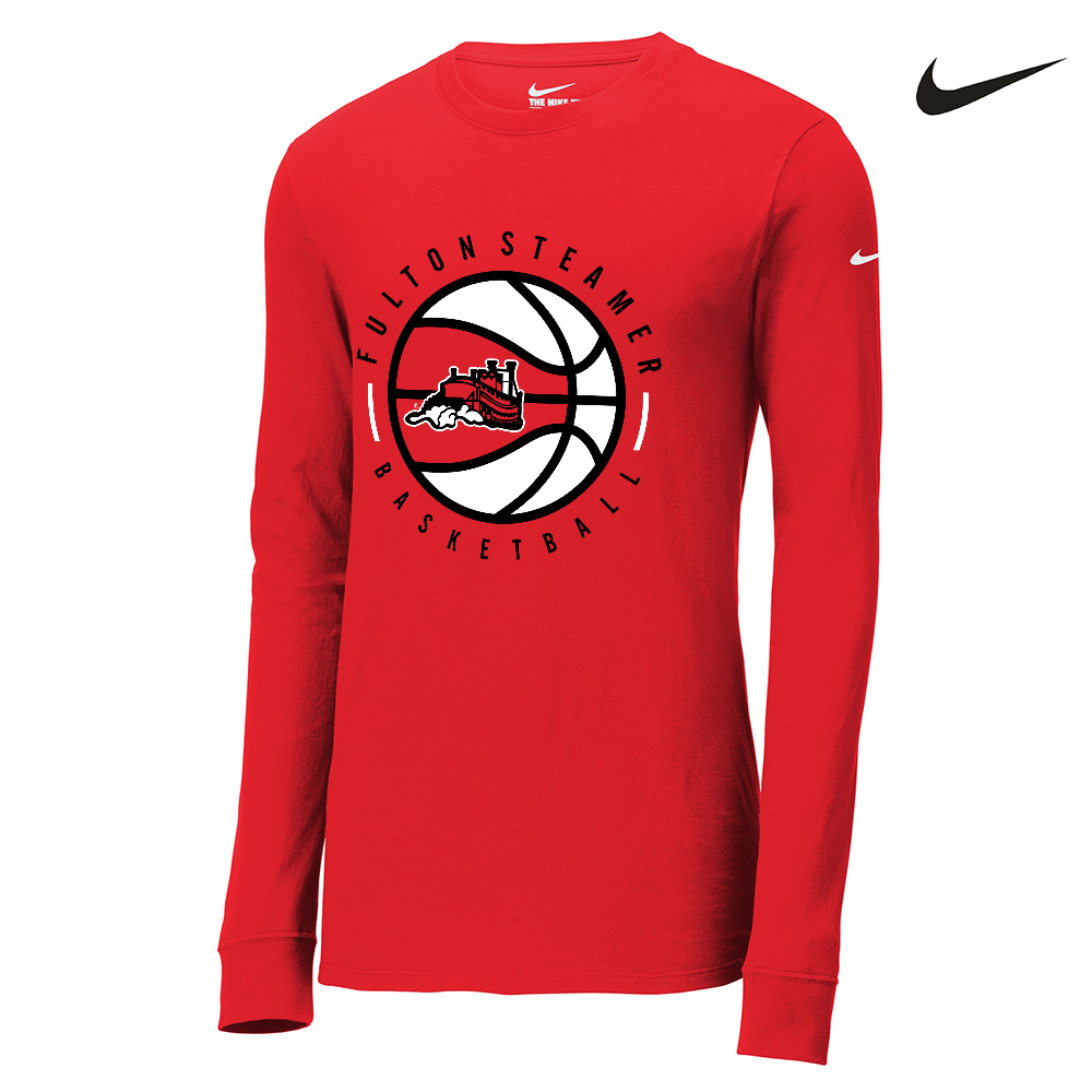 Steamer Boys Basketball Nike Dri-FIT Cotton/Poly Long Sleeve Tee Men-University Red