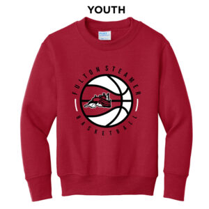 Steamer Boys Basketball Youth Fleece Crewneck Sweatshirt-Red