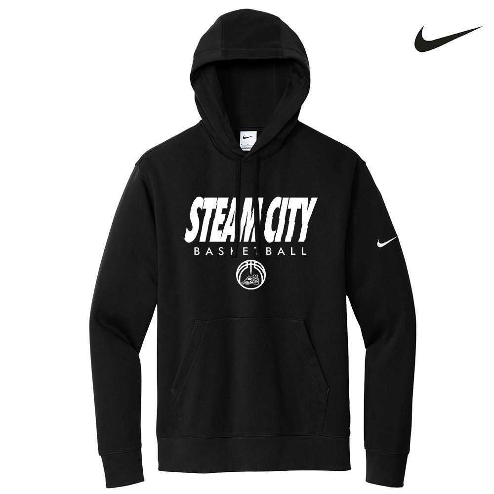 Steamer Boys Basketball Nike Club Fleece Sleeve Swoosh Pullover Hoodie Men-Black