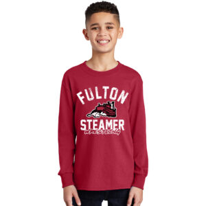 Fulton Wrestling Youth Cotton Long Sleeve Tee-Red