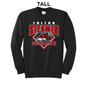 Fulton Wrestling Tall Fleece Crewneck Sweatshirt-Black