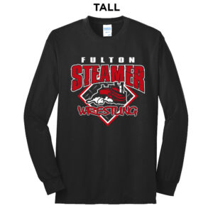 Fulton Wrestling Tall Cotton Long Sleeve Tee-Black