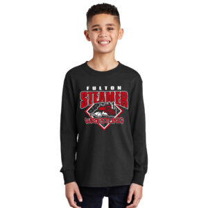 Fulton Wrestling Youth Cotton Long Sleeve Tee-Black