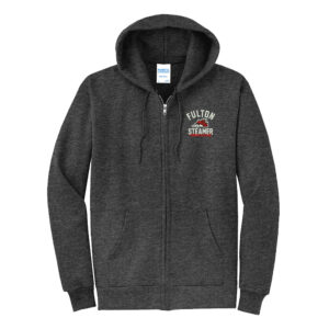 Fulton Wrestling Adult Company Classic Full-Zip Hooded Sweatshirt-Dark Heather Grey