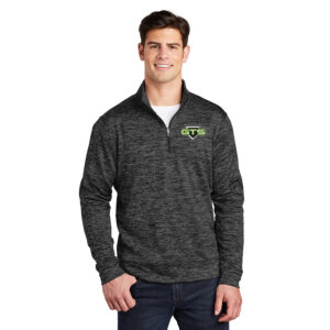 GTS Sport-Tek PosiCharge Electric Heather Fleece 1/4-Zip Pullover Men-Black Electric