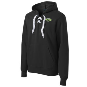 GTS Sport Tek Lace up pullover hooded sweatshirt Unisex-Black