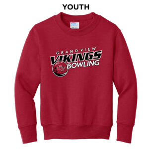 GV Bowling Youth Fleece Crewneck Sweatshirt-Red