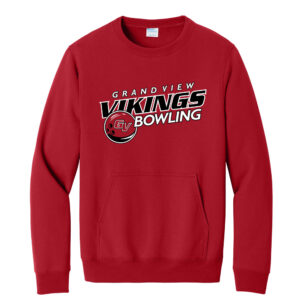 GV Bowling Unisex Core Fleece Crewneck Pocket Sweatshirt-Red