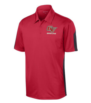 GV Bowling Sport-Tek PosiCharge Men Active Textured Colorblock Polo-Red/Grey
