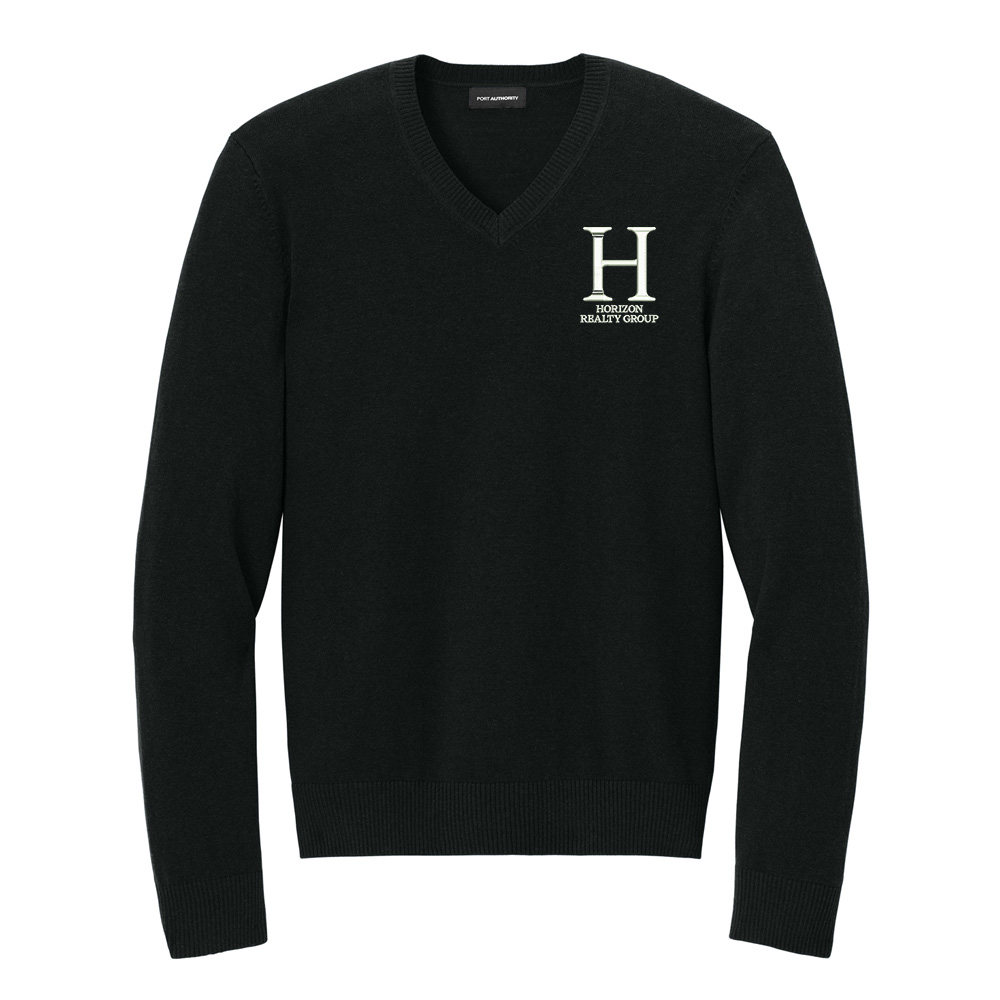 Horizon Realty Group Port Authority Men Easy Care V-Neck Sweater-Black