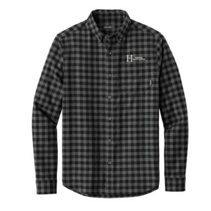 Horizon Realty Group Eddie Bauer men Long Sleeve Favorite Flannel Plaid Shirt-Deep Black Mini Buffalo