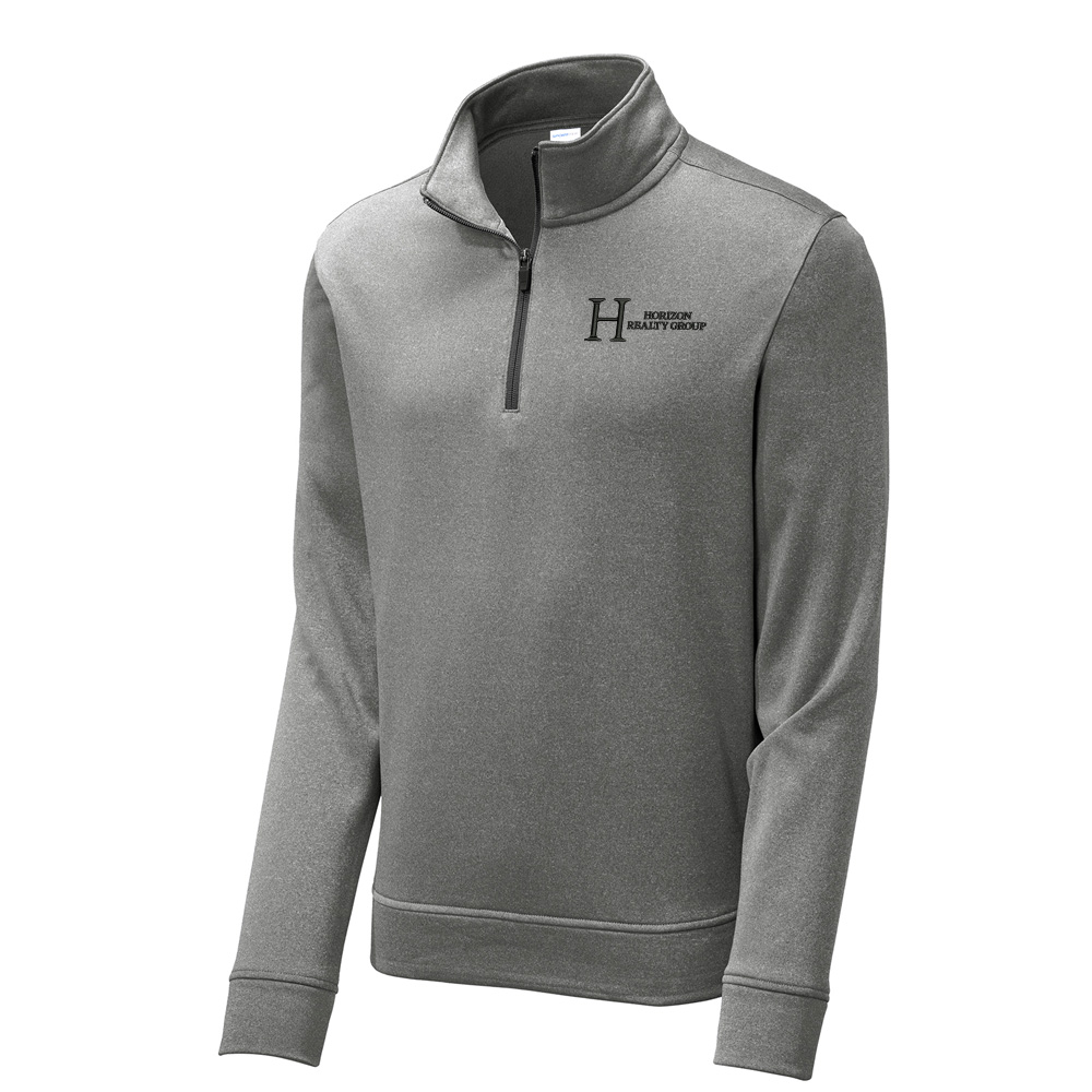 Horizon Realty Group Sport-Tek Men PosiCharge Sport-Wick Heather Fleece 1/4 Zip Pullover-Black Heather