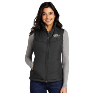 Heart Shot Ministry Port Authority Ladies Puffy Vest jacket-Black/Black