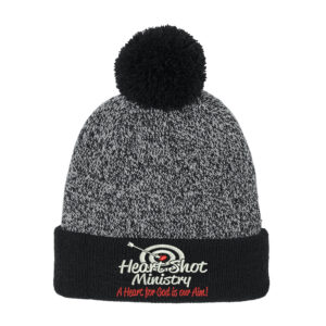 Heart Shot Ministry Sport-Tek Halftime Heather Pom Beanie-Black/Silver