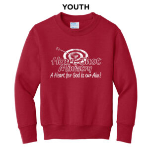 Heart Shot Ministry Youth Fleece Crewneck Sweatshirt-Red