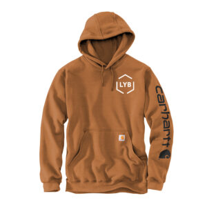 LYB Clinton Carhartt Men Midweight Hooded Logo Sweatshirt-Carhartt Brown