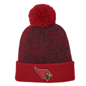 Maq NHS Sport-Tek Halftime Heather Pom Beanie-Red/Black