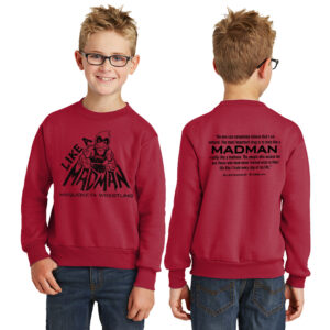 Maquoketa Wrestling Youth Fleece Crewneck Sweatshirt-Red