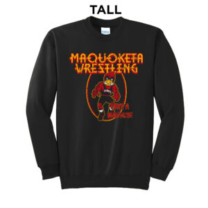 Maquoketa Wrestling Tall Fleece Crewneck Sweatshirt-Black
