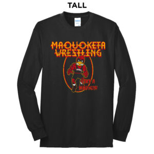 Maquoketa Wrestling Tall Cotton Long Sleeve Tee-Black
