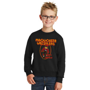 Maquoketa Wrestling Youth Crewneck Sweatshirt-Black