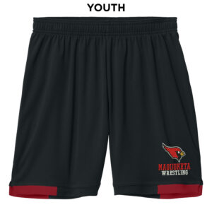 Maquoketa Wrestling Sport-Tek Youth Club 5” Short-Black/Red