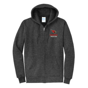 Maquoketa Wrestling Adult Company Classic Full-Zip Hooded Sweatshirt-Dark Heather Grey