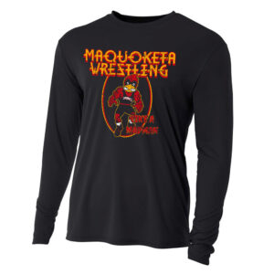 Maquoketa Wrestling Adult Cooling Performance long sleeve Crew Tee-Black