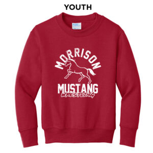 Morrison Wrestling Youth Fleece Crewneck Sweatshirt-Red