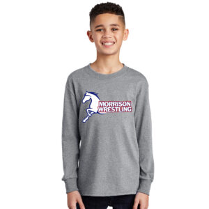 Morrison Wrestling Youth Cotton Long Sleeve Tee- Athletic Heather