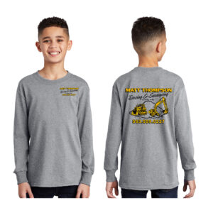 Thompson Dozing Excavating Youth Cotton Long Sleeve Tee-Athletic heather