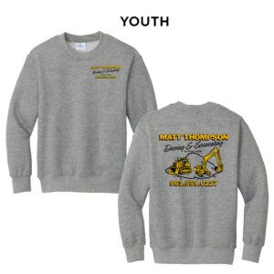 Thompson Dozing Excavating Youth Fleece Crewneck Sweatshirt-Athletic heather