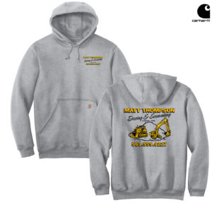 Thompson Dozing Excavating Carhartt Adult Midweight Hooded Sweatshirt-Heather Grey