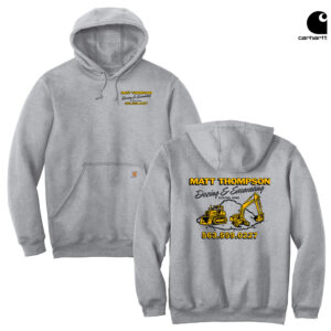 Thompson Dozing Excavating Carhartt Adult Midweight Hooded Sweatshirt-Heather Grey