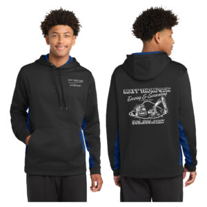 Thompson Dozing Excavating Sport Tek Sport Wick CamoHex Colorblock Hooded Pullover-Black/ Royal