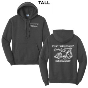 Thompson Dozing Excavating TALL Classic Pullover Hooded Sweatshirt-Dark Heather Grey
