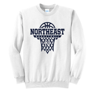 NE Boys Basketball Unisex Fleece Crewneck Sweatshirt-White