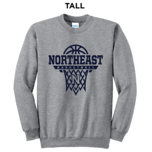 NE Boys Basketball Tall Fleece Crewneck Sweatshirt-Athletic Heather