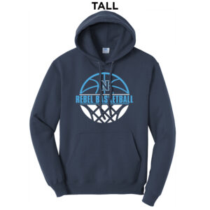 NE Boys Basketball Tall Fleece Hooded Sweatshirt-Navy