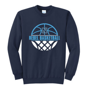 NE Boys Basketball Unisex Fleece Crewneck Sweatshirt-Navy